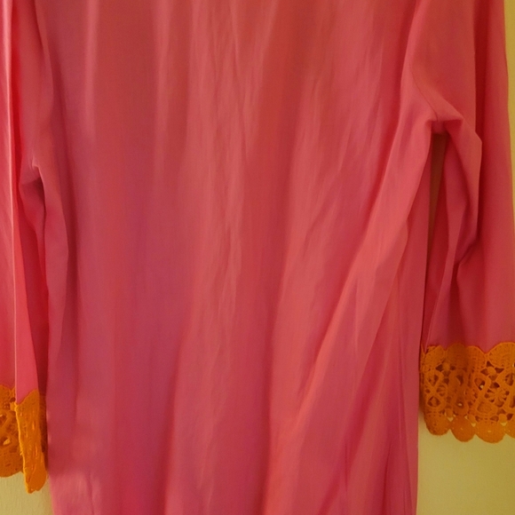 Mud Pie Women's Swimsuit Cover Up Pink/Orange Embroidered Accents NWOT Sz Small - Picture 3 of 6